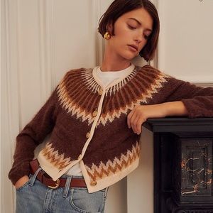 JCrew Fair Isle Cardigan in Brushed Yarn